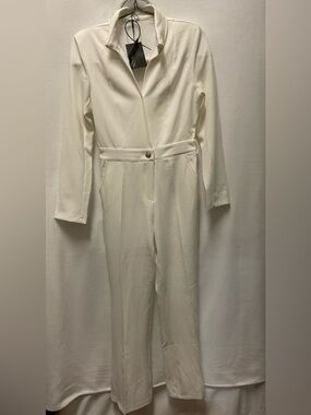 Women's Cream Long-Sleeve Jumpsuit